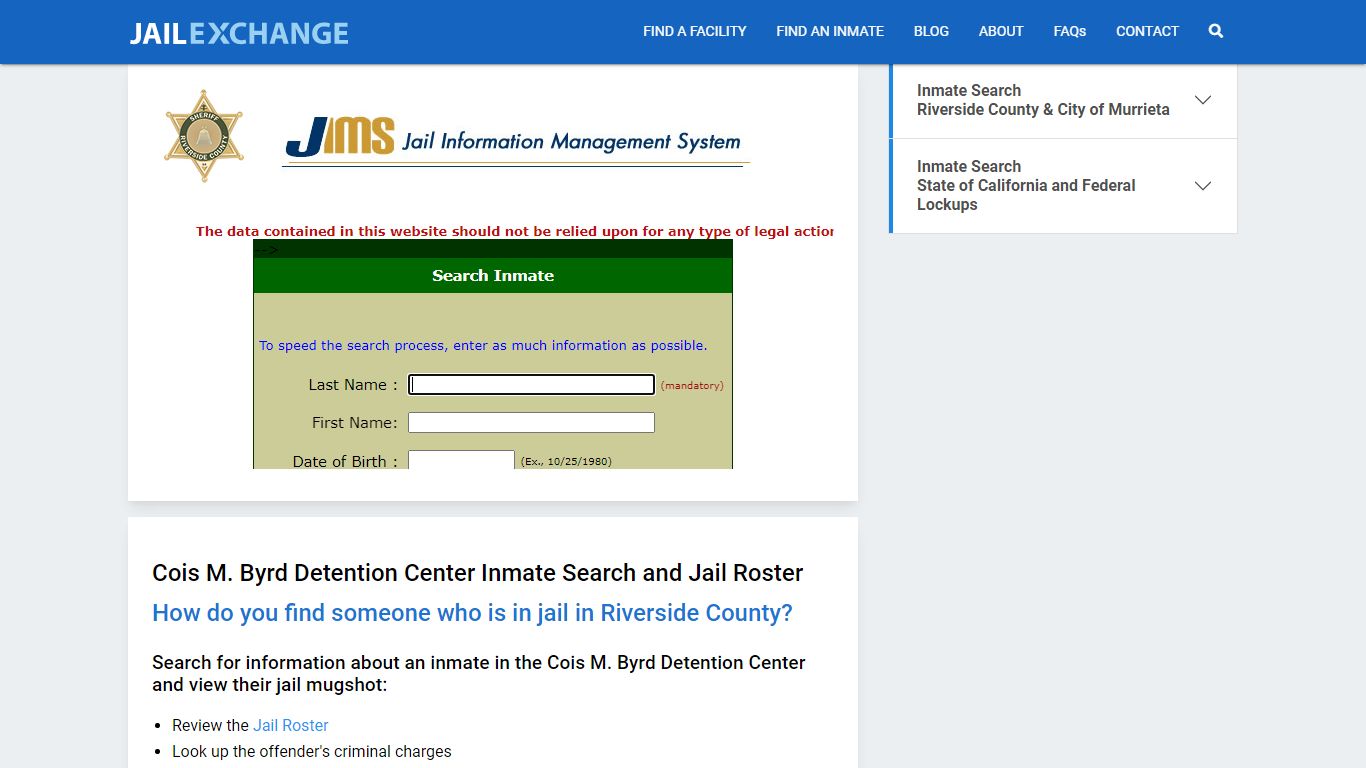 Cois M. Byrd Detention Center Inmate Search - Jail Exchange